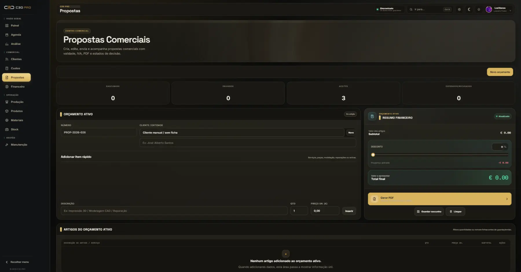 C3D PRO — Gestão de impressão 3D, sem complicações